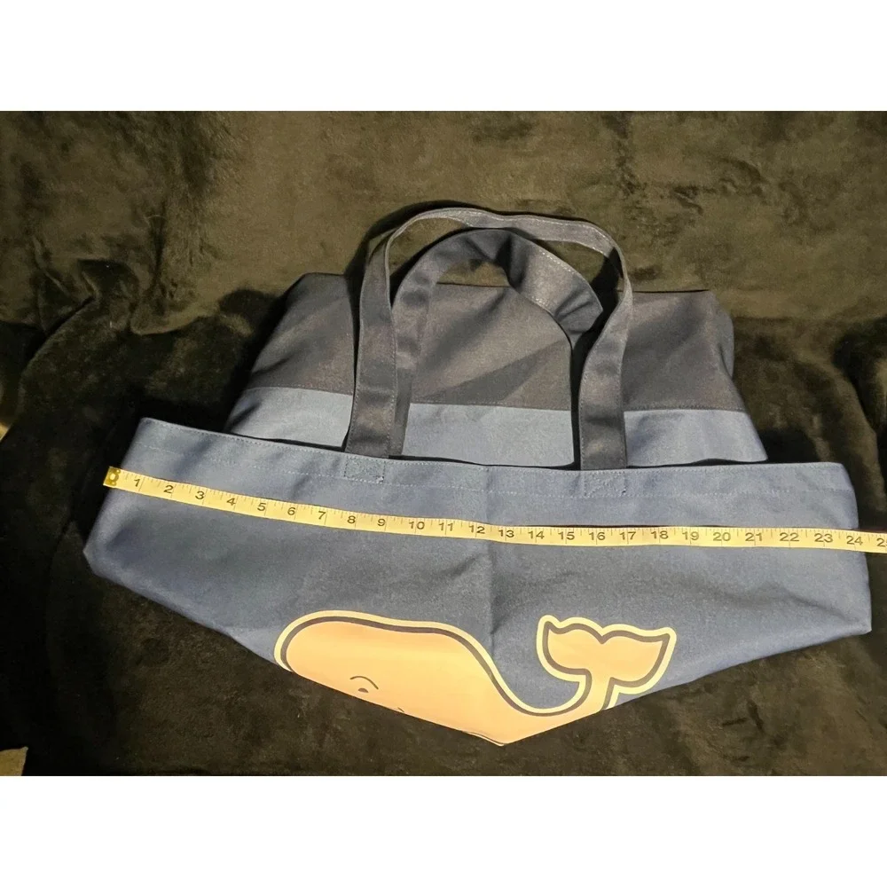 Vineyard Vines Target Pink Whale Tote Blue Large Beach Bag Patchwork Interior - Picture 2 of 9